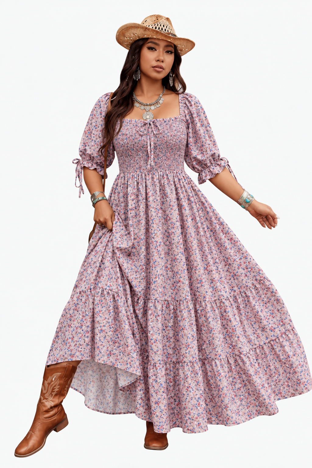 Zaina - Prairie Bloom Smocked Maxi Dress