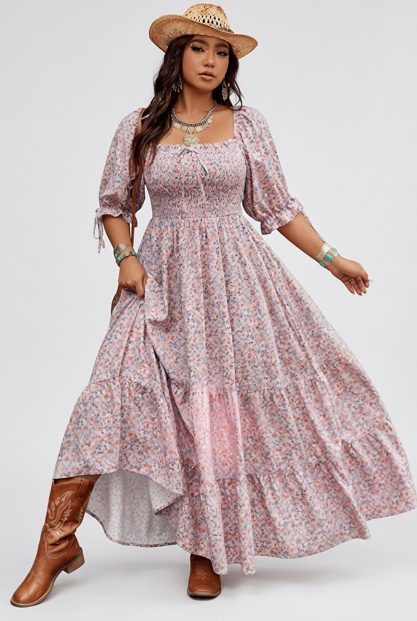 Zaina - Prairie Bloom Smocked Maxi Dress