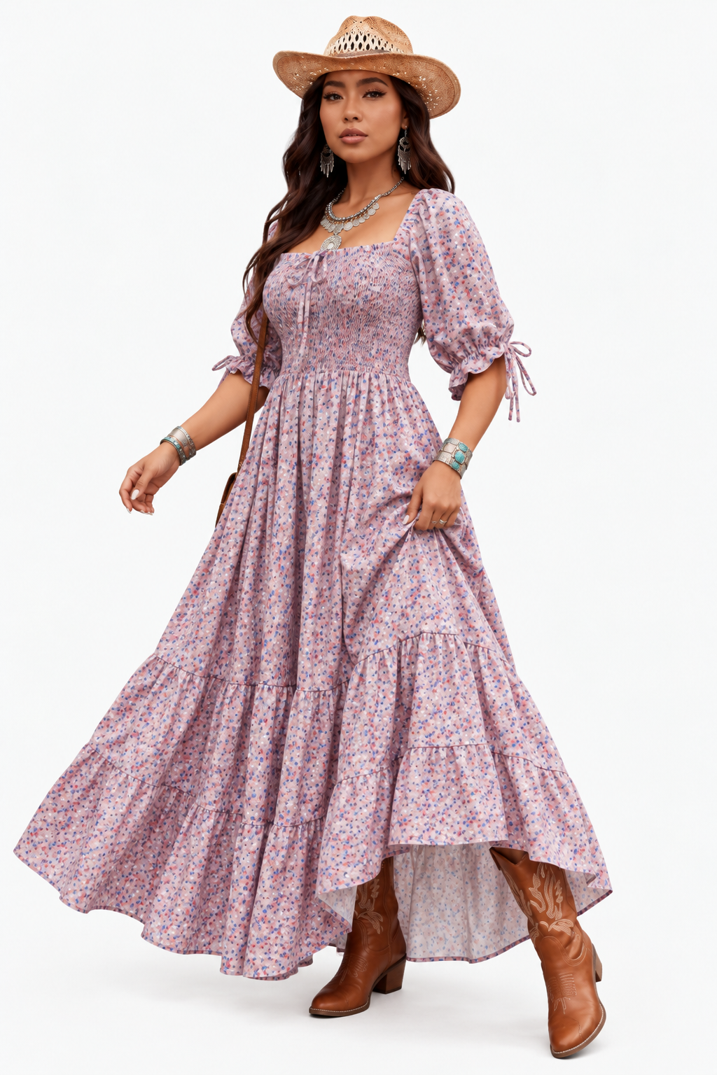 Zaina - Prairie Bloom Smocked Maxi Dress