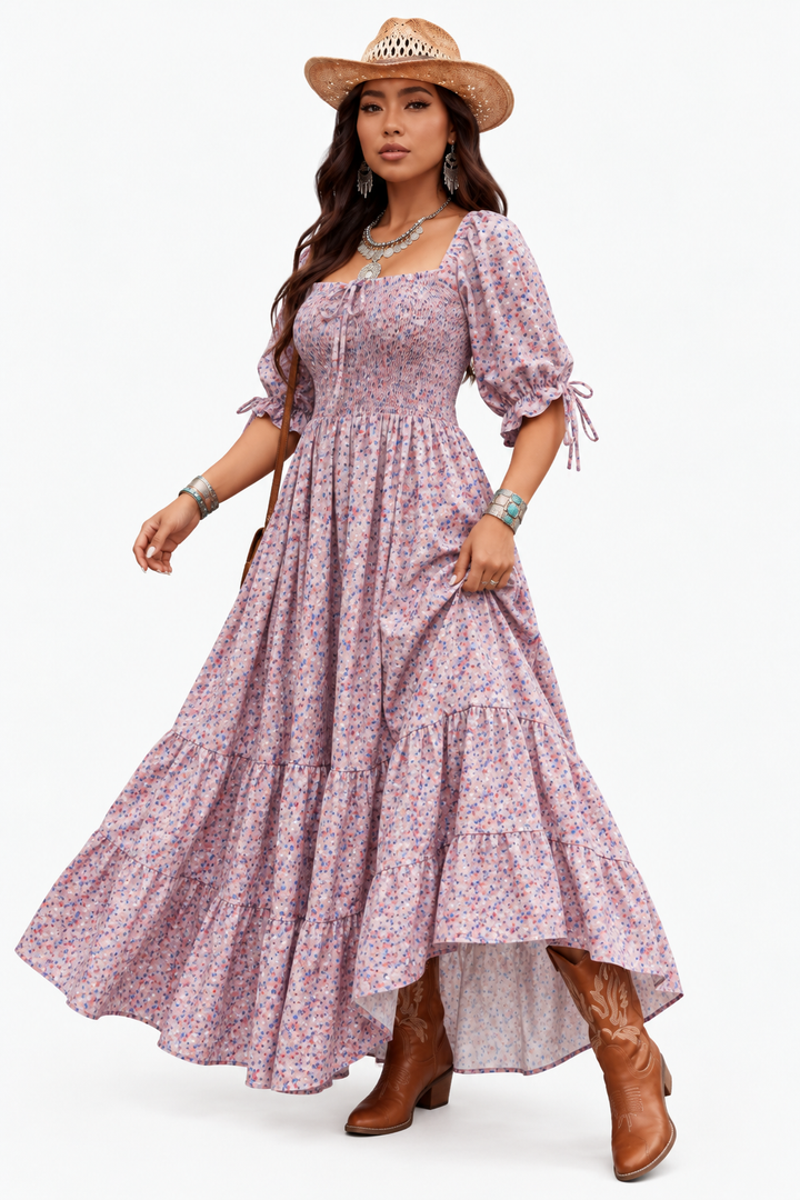 Zaina - Prairie Bloom Smocked Maxi Dress
