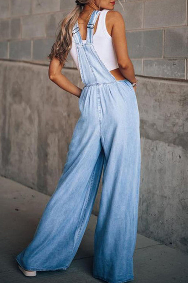 Esmé - Fashion Casual Solid Pocket Spaghetti Strap Loose Jumpsuits