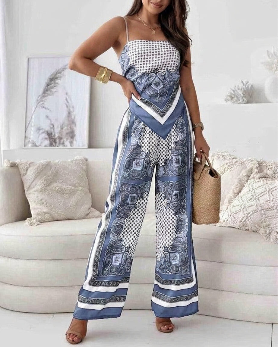 Wren | Vacation Ready Stylish Lace-Up Vest &amp; Pants Two-Piece Set Dress