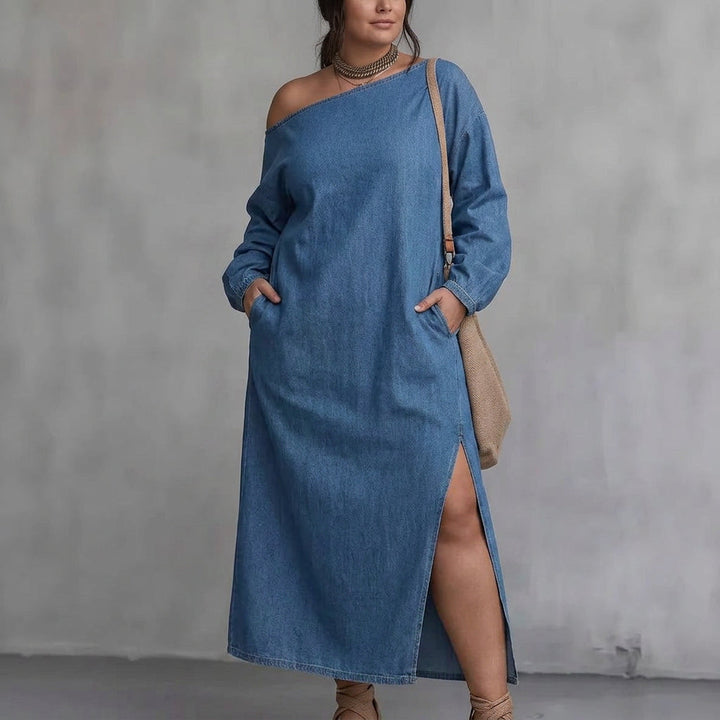 Kaia Off-Shoulder Slit Dress: Modern Minimalist Elegance