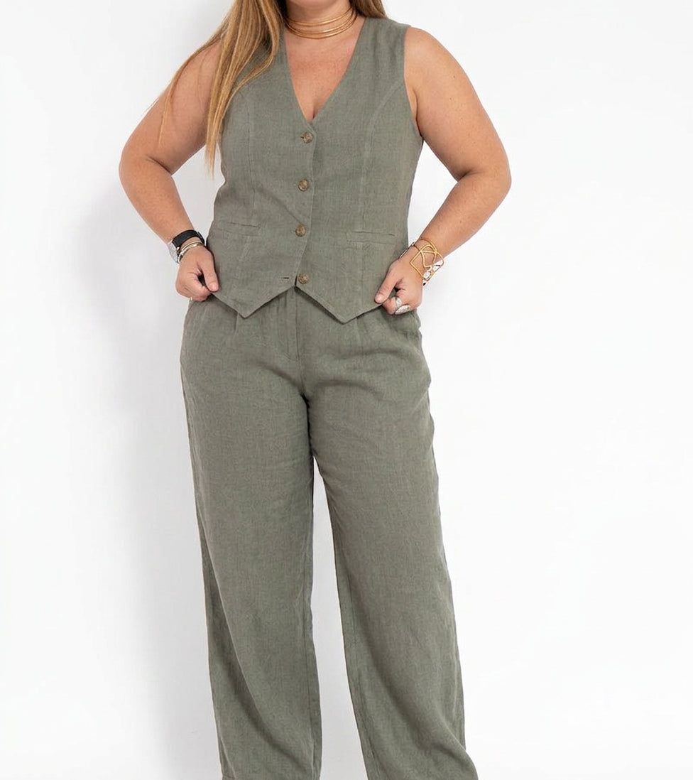 Seraphina – Co-ord Set Elegant Two-Piece With Waistcoat &amp; Pants Wide-Leg