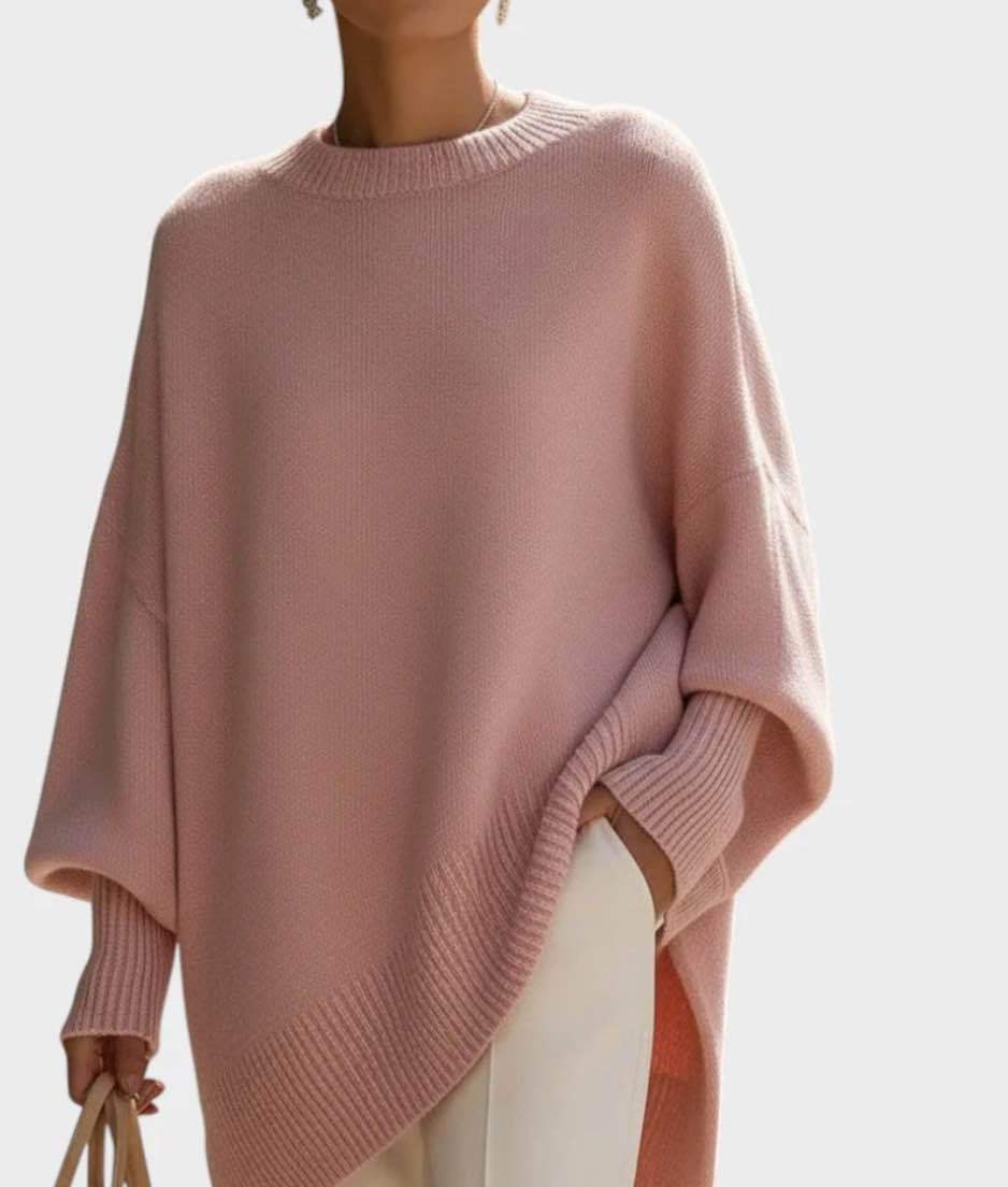 Thick Knit Pullover Sweater, Loose Fit Round Neck Top