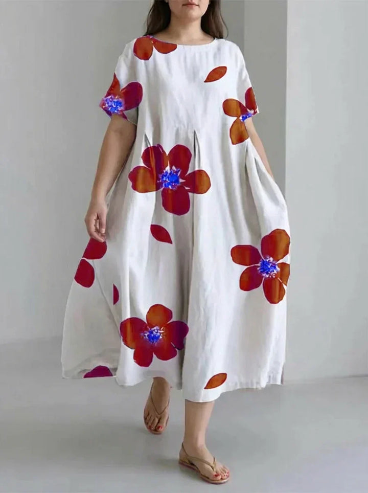Faye | Spring and Summer Casual Loose Round Neck Floral Skirt Dress