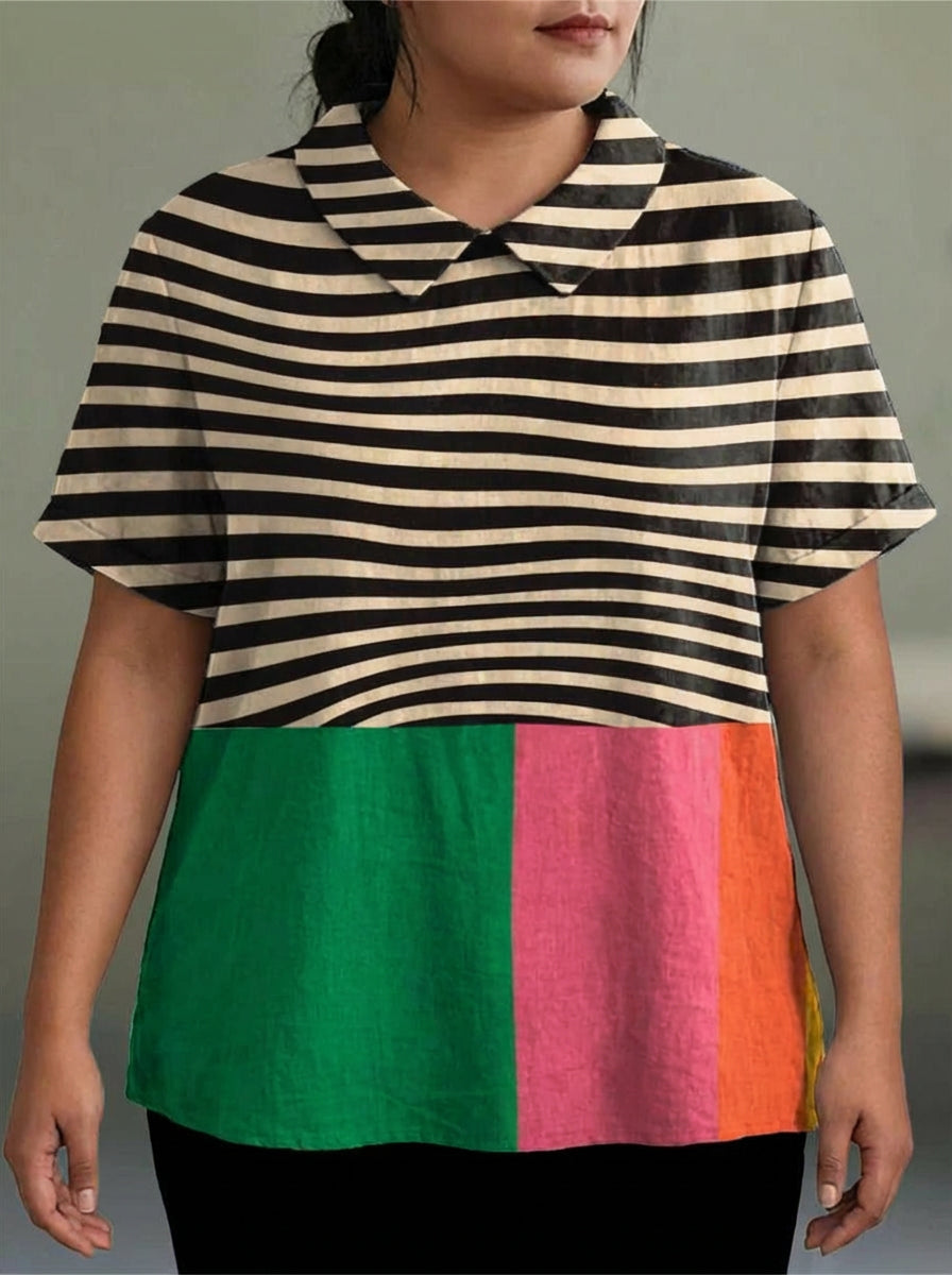 Zaina | Bold Stripes and Color Block Shirt
