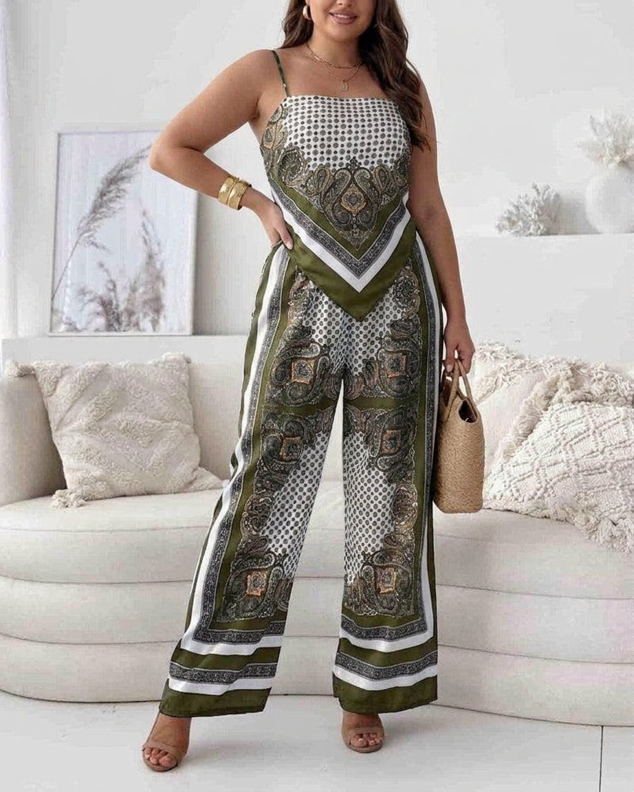 Wren | Vacation Ready Stylish Lace-Up Vest &amp; Pants Two-Piece Set Dress