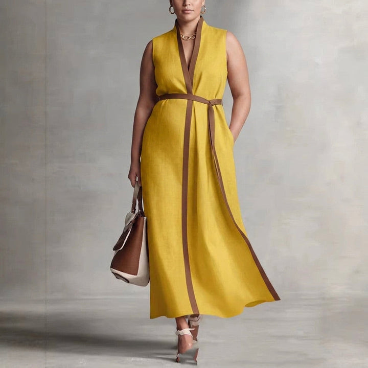 Delphine Contrast Sleeveless Dress: Effortless Office Elegance