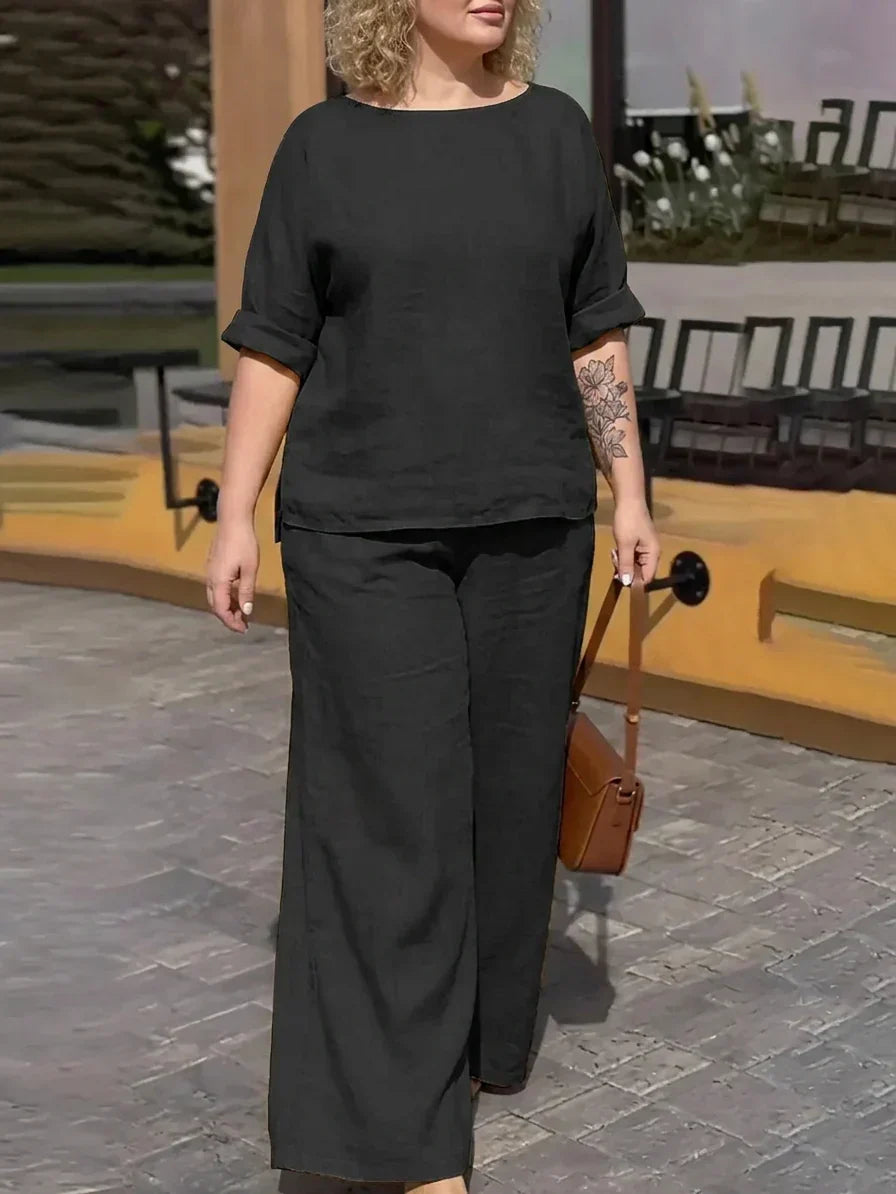 Galina - Women Round Neck Long Sleeve Pants Set