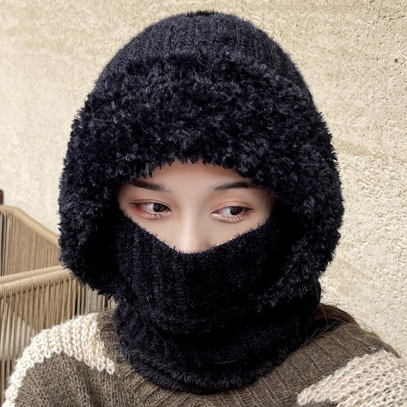 Knit Hooded Scarf, 2-in-1 Hat and Neck Warmer
