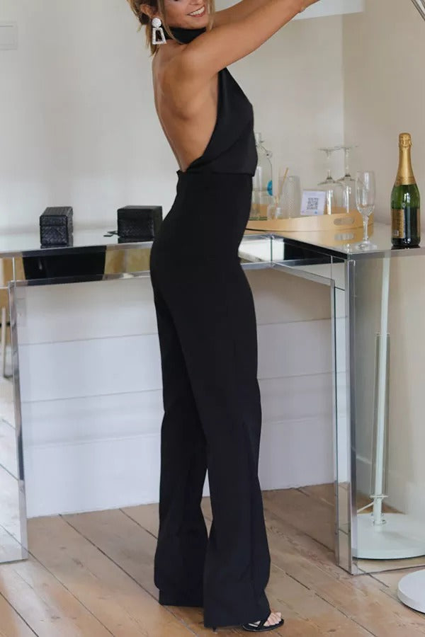 Yuki - Thriving All Night Satin Halter Neck Jumpsuit