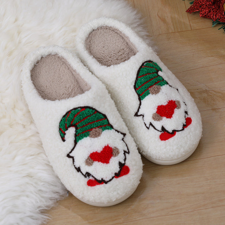 Cute Santa Claus Couple Slippers, Indoor Floor Shoes