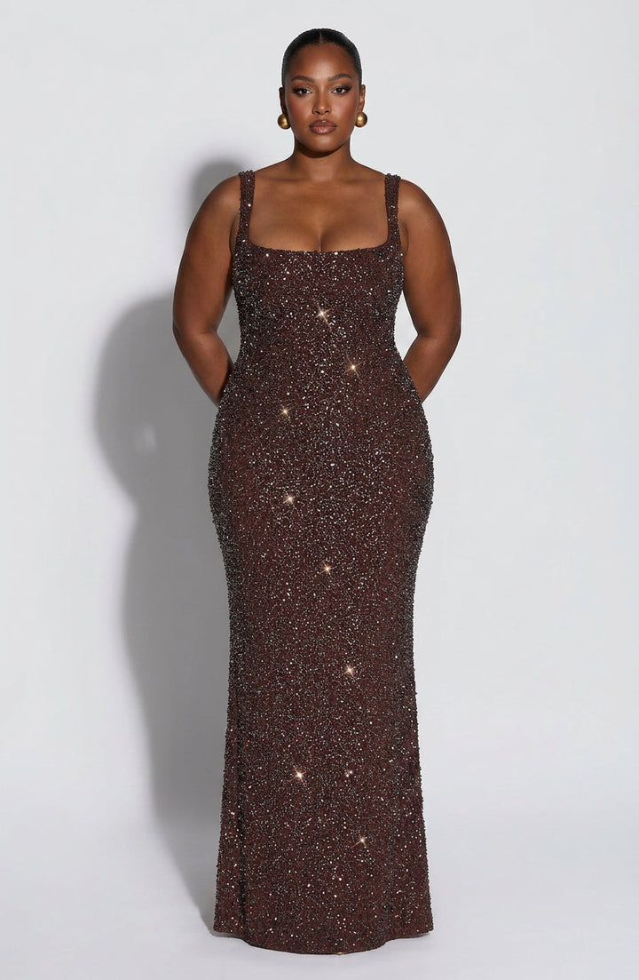 Esmé Maxi Dress - Plum Brown Sparkle