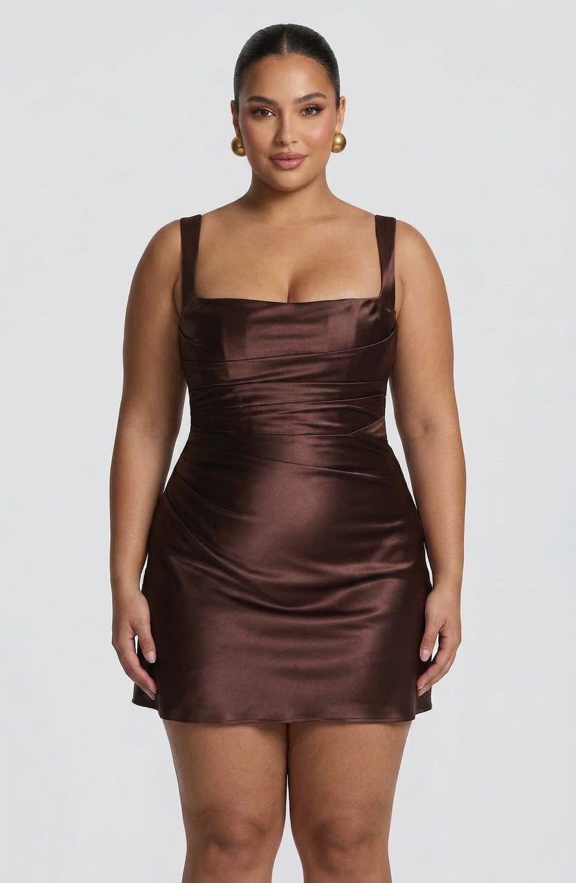 Yvaine Mini Dress - Plum Brown