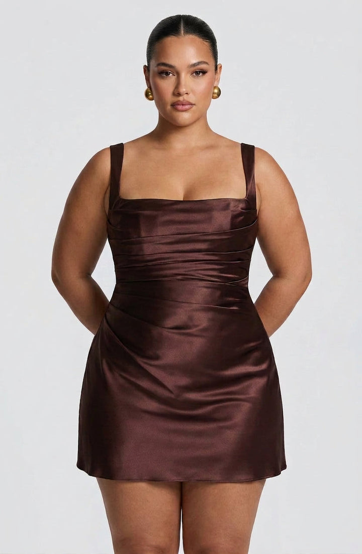 Yvaine Mini Dress - Plum Brown