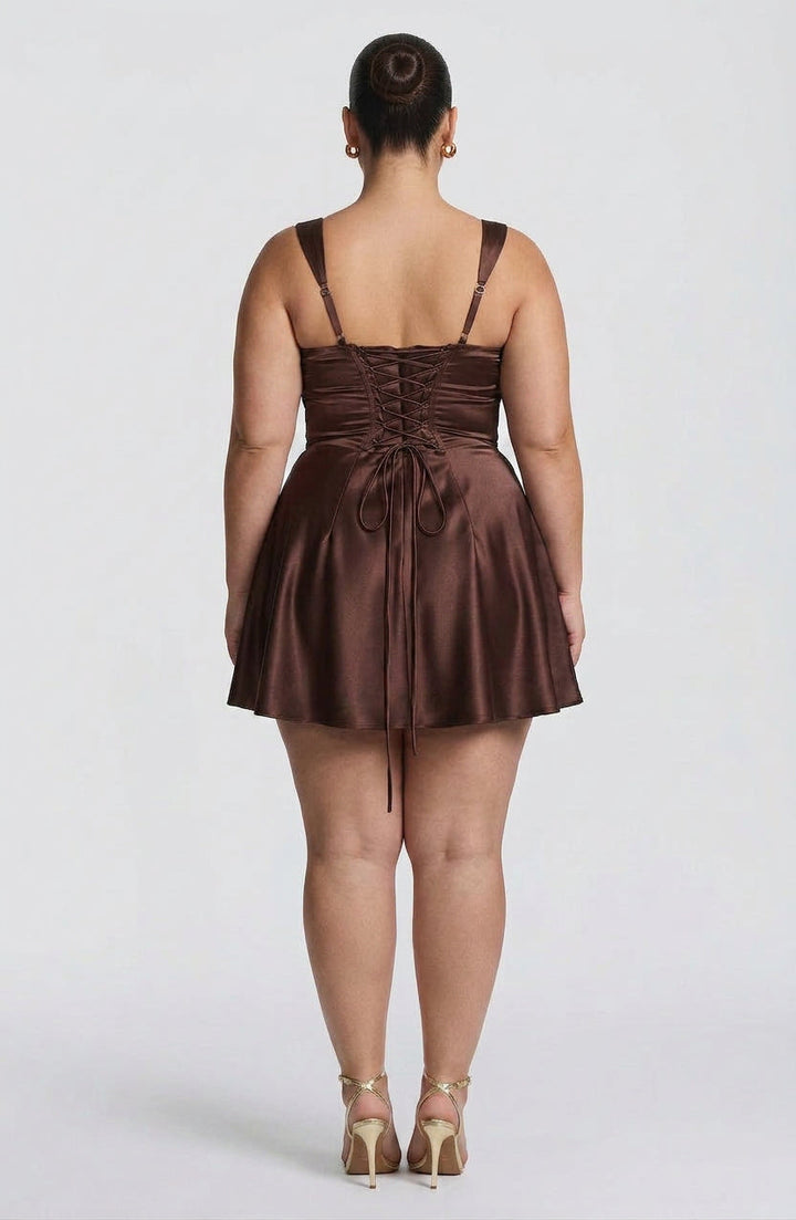 Yvaine Mini Dress - Plum Brown