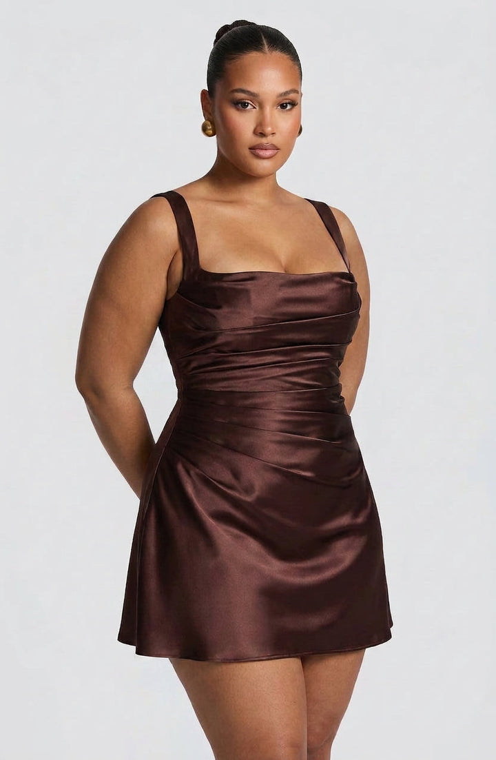 Yvaine Mini Dress - Plum Brown