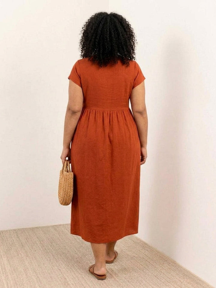 Yvaine - Capped-sleeve Midi Dress
