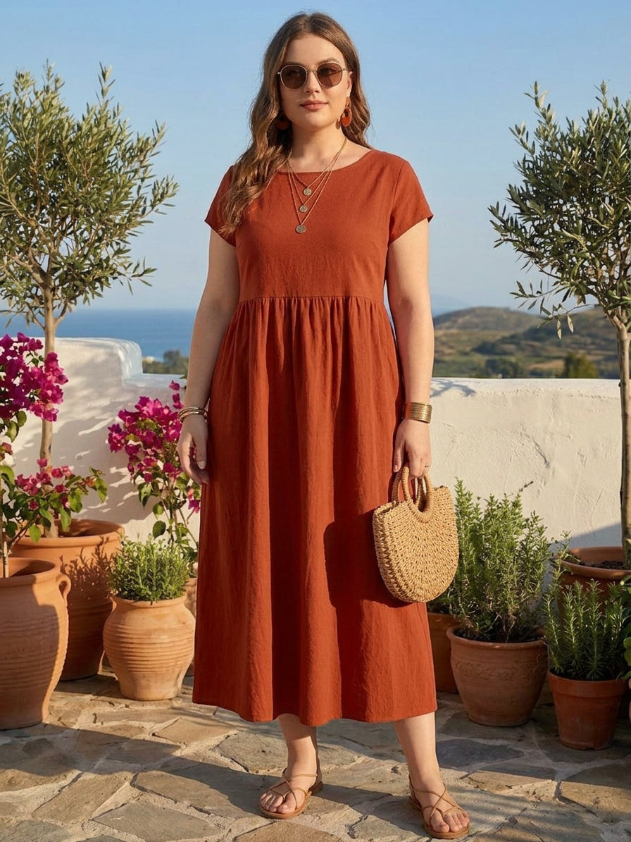 Yvaine - Capped-sleeve Midi Dress