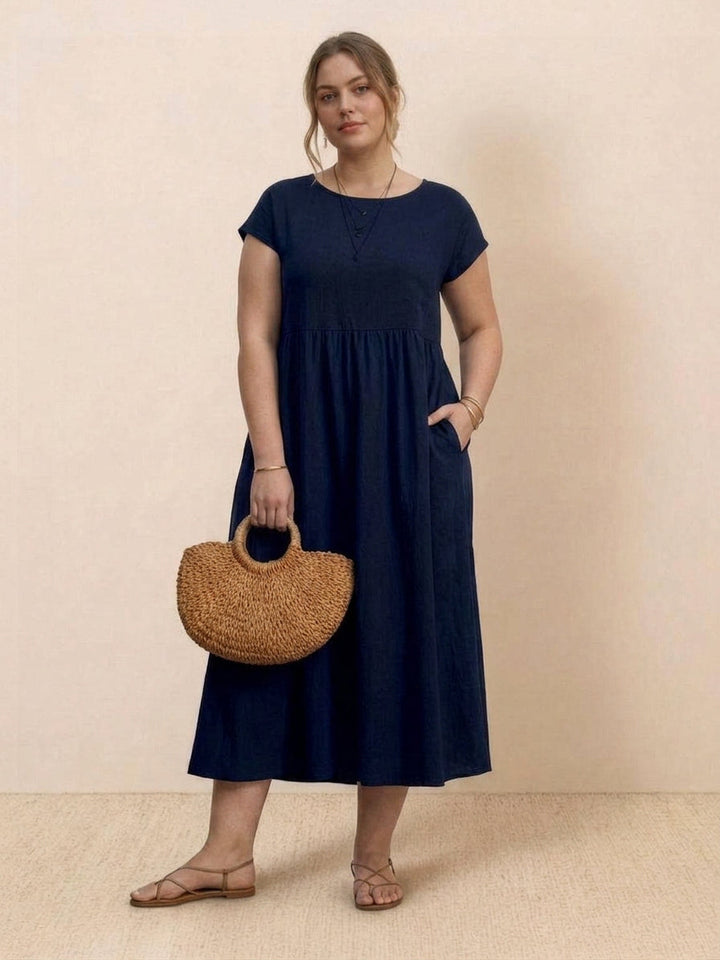 Yvaine - Capped-sleeve Midi Dress