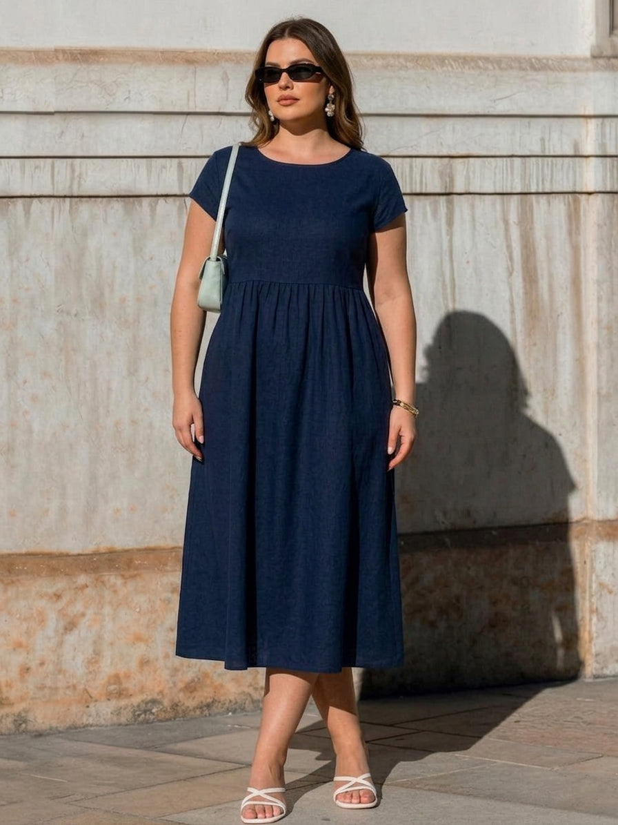 Yvaine - Capped-sleeve Midi Dress