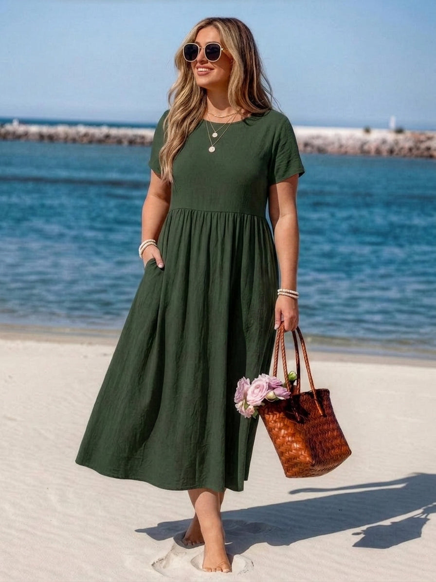 Yvaine - Capped-sleeve Midi Dress