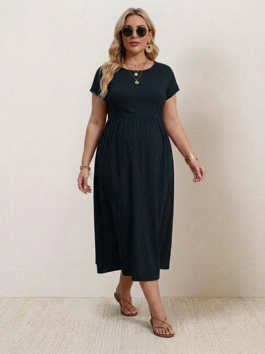 Yvaine - Capped-sleeve Midi Dress