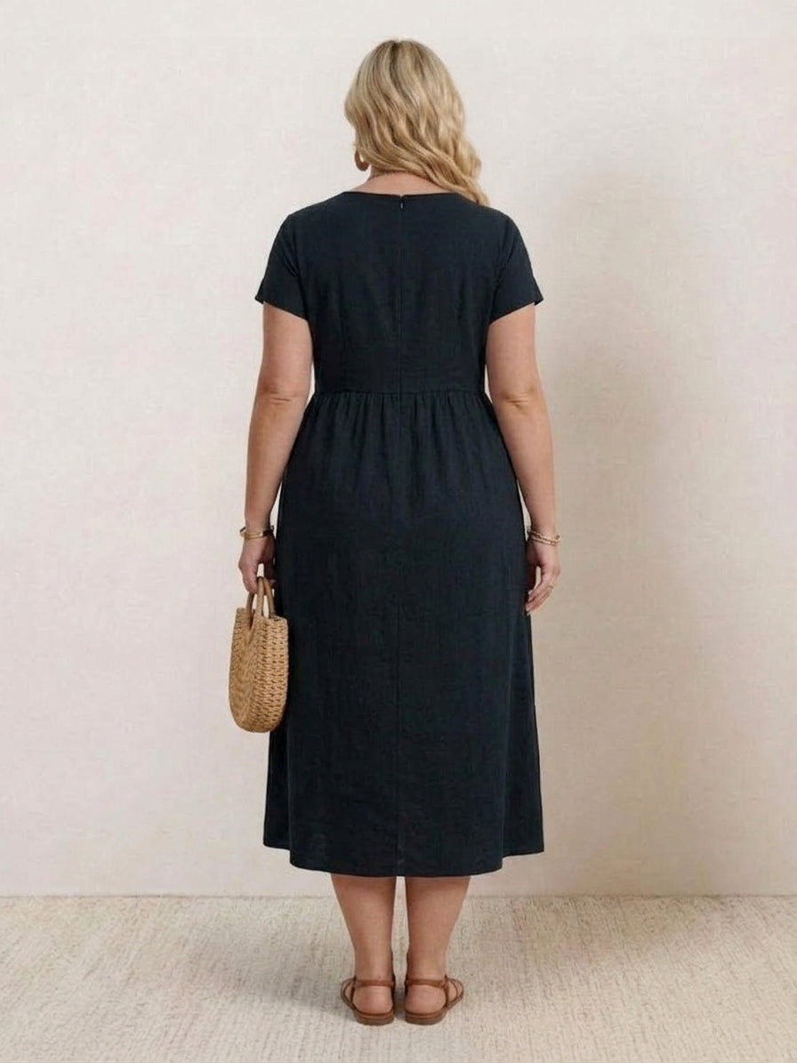 Yvaine - Capped-sleeve Midi Dress