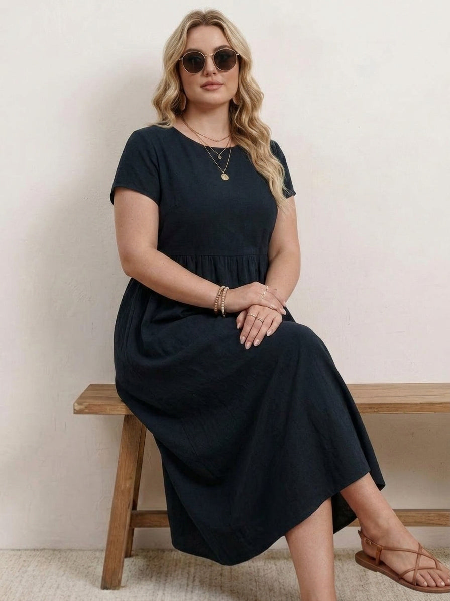 Yvaine - Capped-sleeve Midi Dress