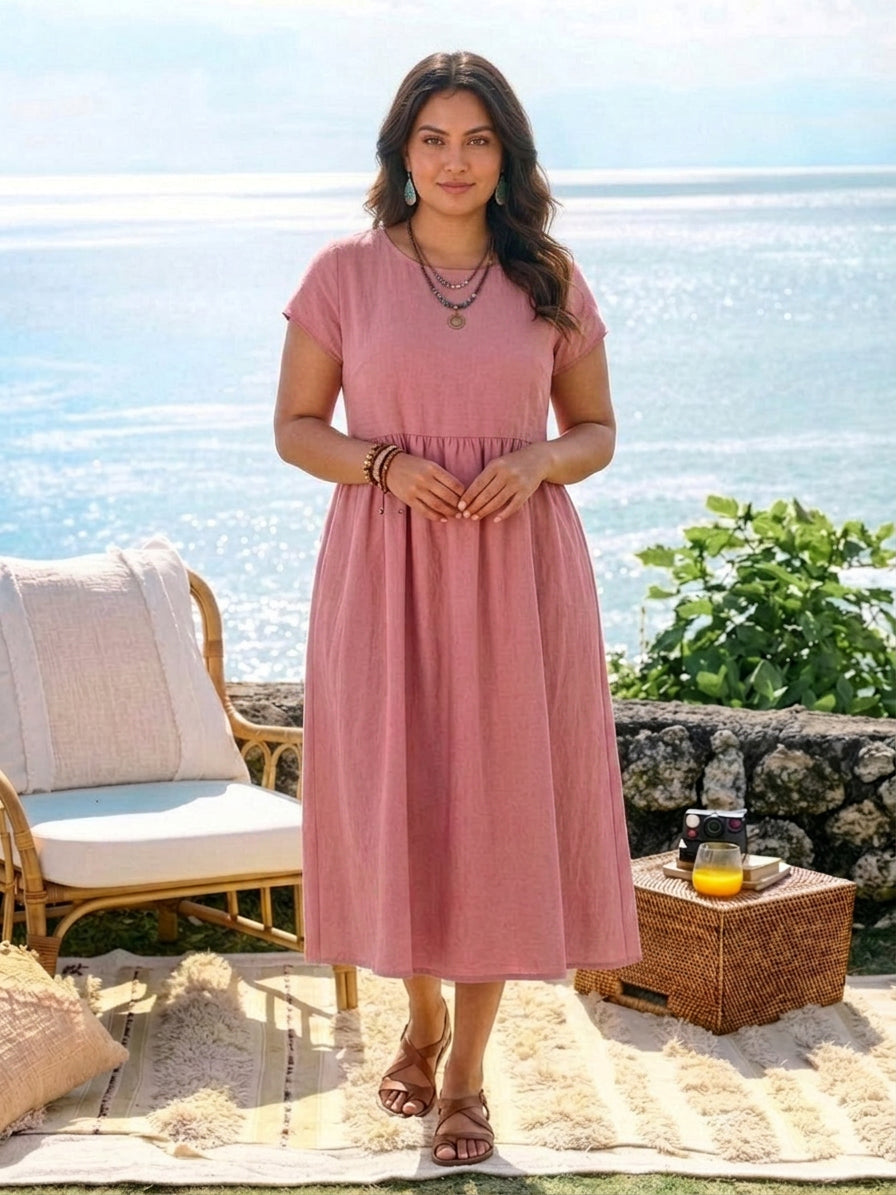 Yvaine - Capped-sleeve Midi Dress