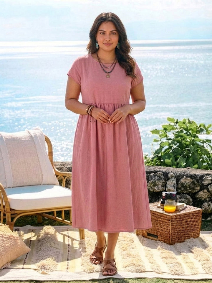 Yvaine - Capped-sleeve Midi Dress