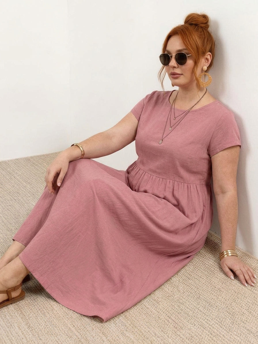 Yvaine - Capped-sleeve Midi Dress