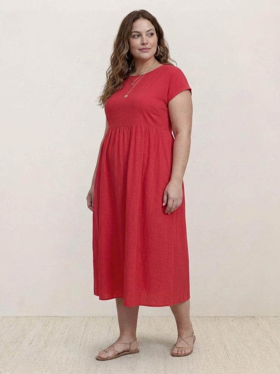 Yvaine - Capped-sleeve Midi Dress