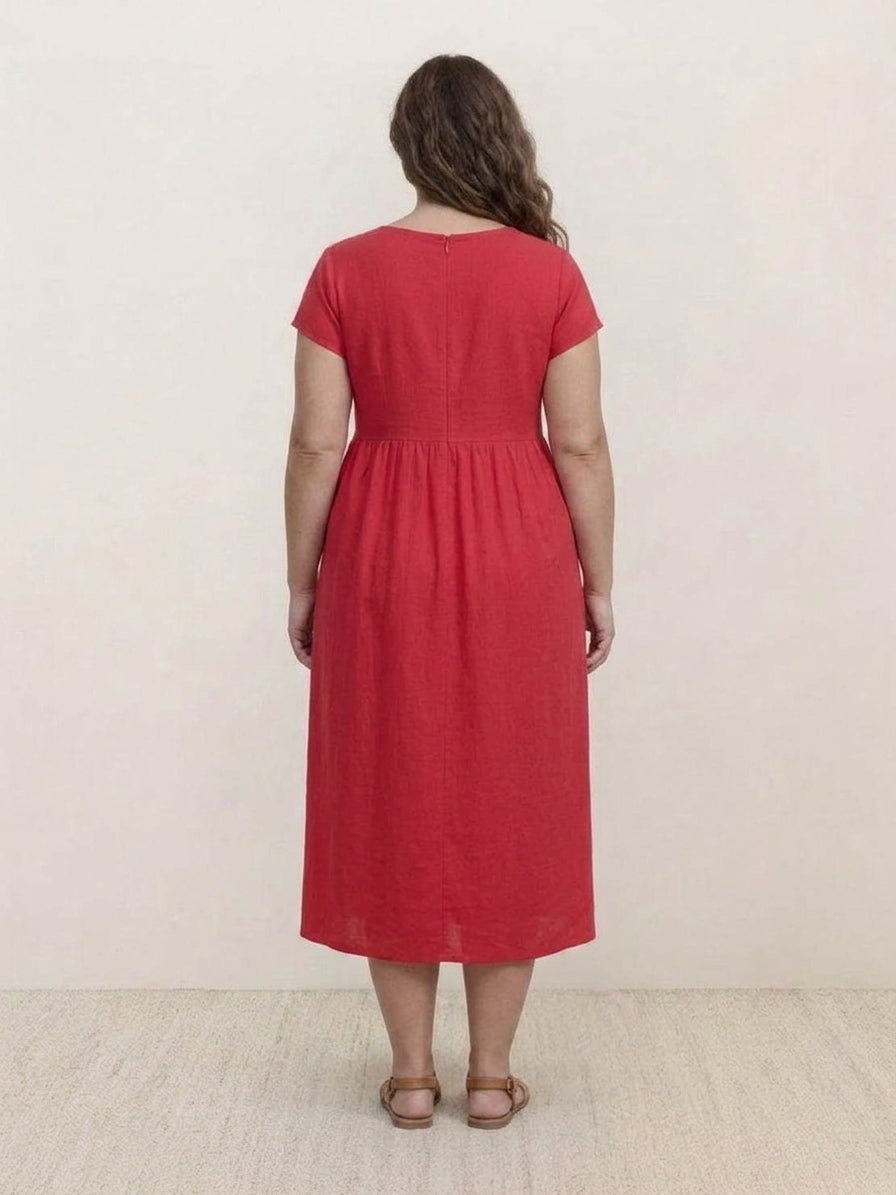 Yvaine - Capped-sleeve Midi Dress