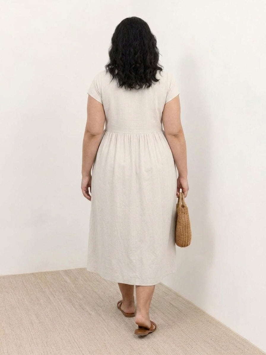 Yvaine - Capped-sleeve Midi Dress