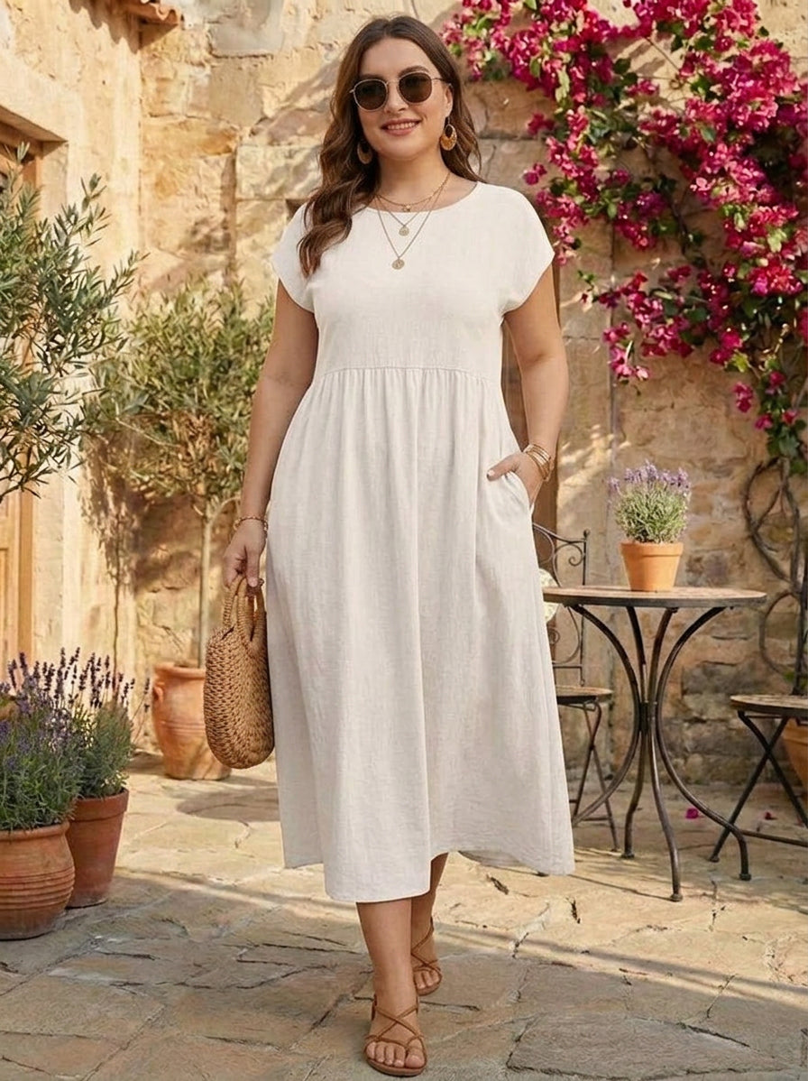 Yvaine - Capped-sleeve Midi Dress