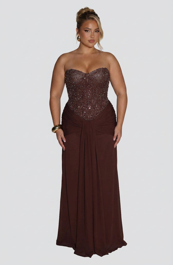 Verity Maxi Dress - Plum Brown
