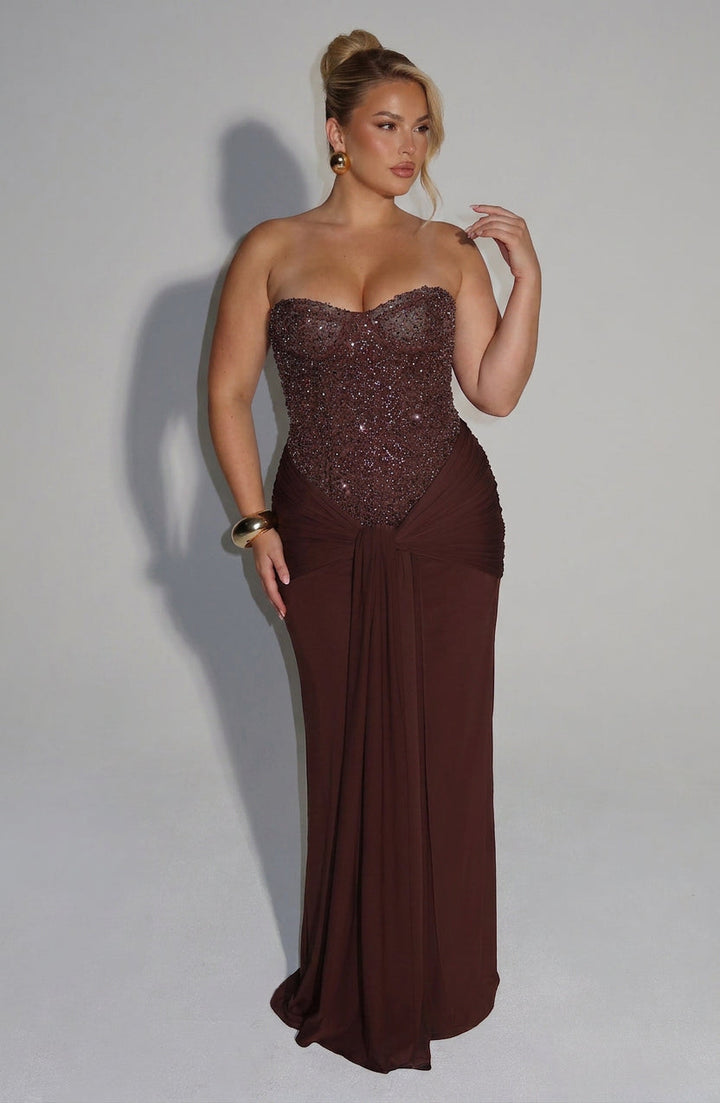 Verity Maxi Dress - Plum Brown
