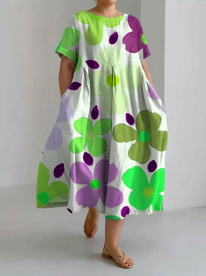 Aveline | Retro Botanical Floral Design Printed Casual Loose Dress