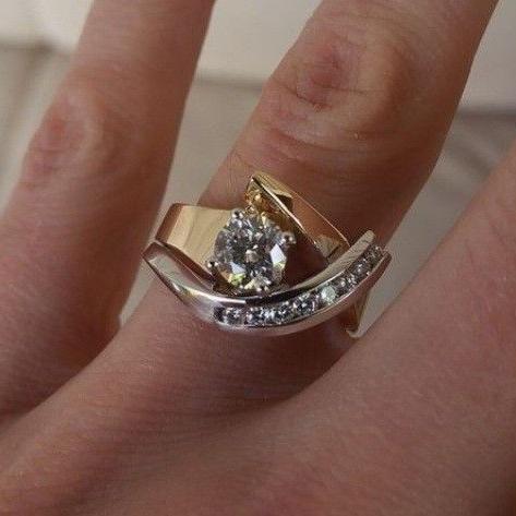 Isolde Irregular Gold &amp; Silver Zirconia Ring | Mixed Gold