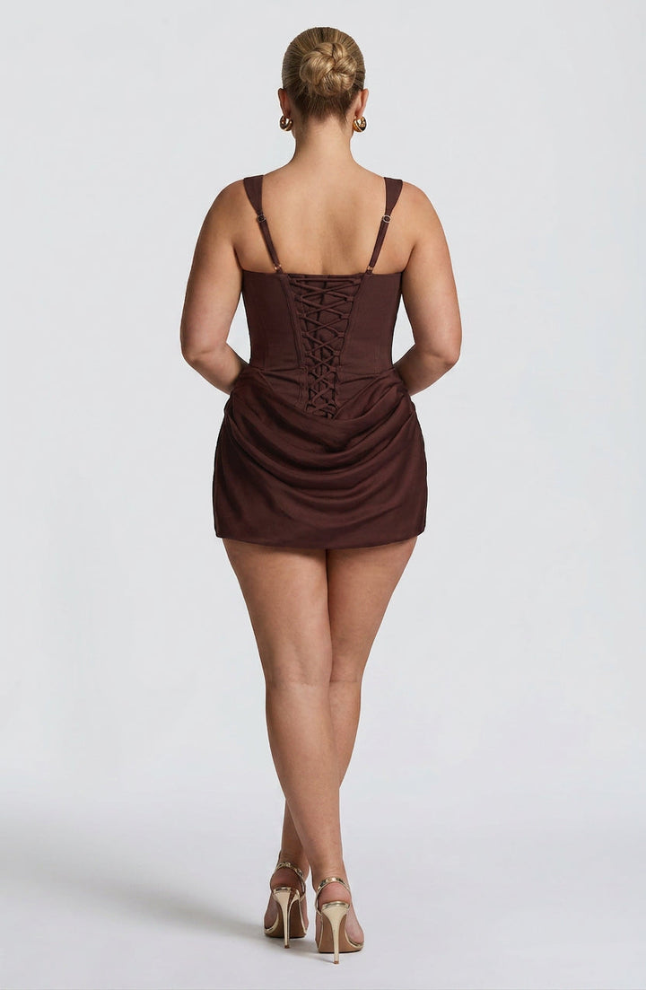 Seren Mini Dress - Plum Brown