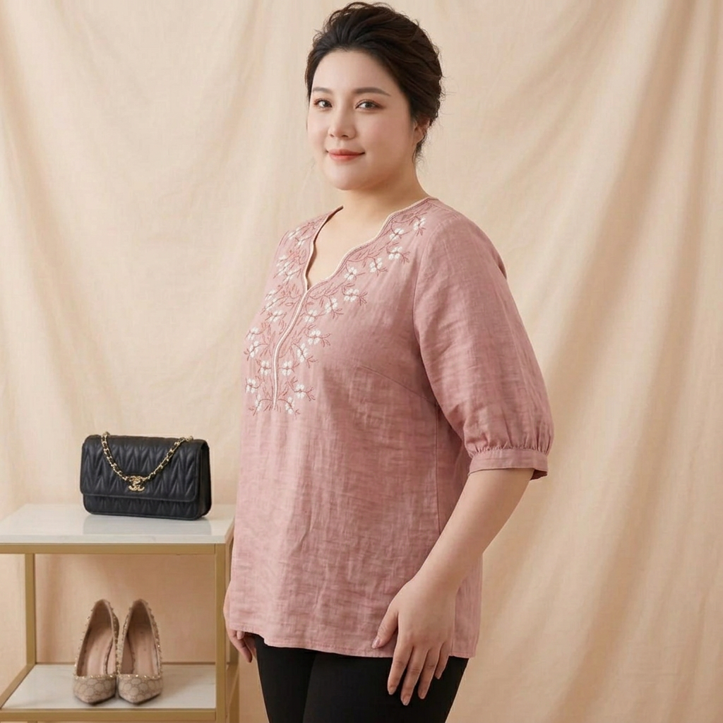 Ingrid - Floral Embroidered Relaxed Fit Casual Tunic