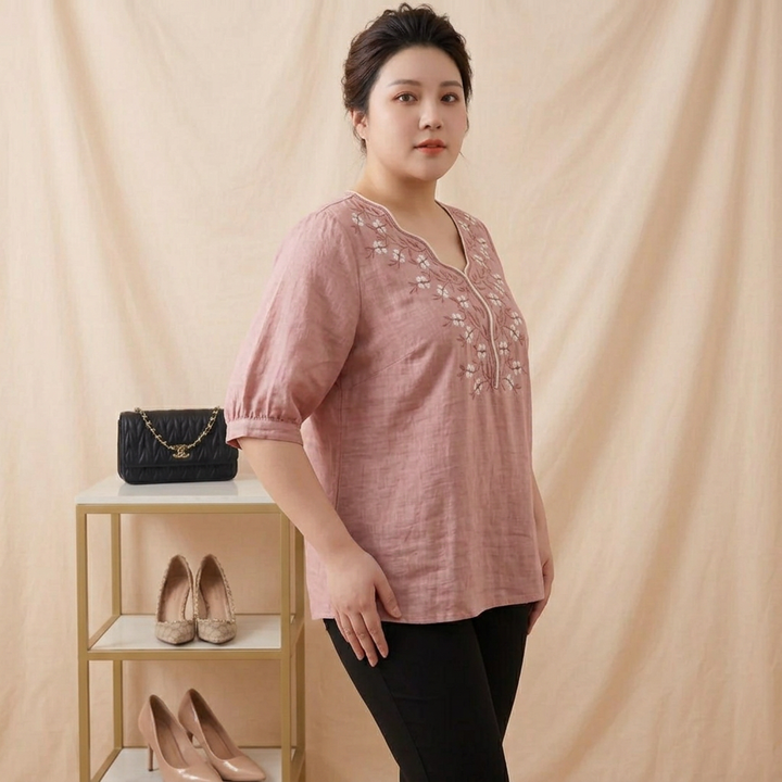 Ingrid - Floral Embroidered Relaxed Fit Casual Tunic