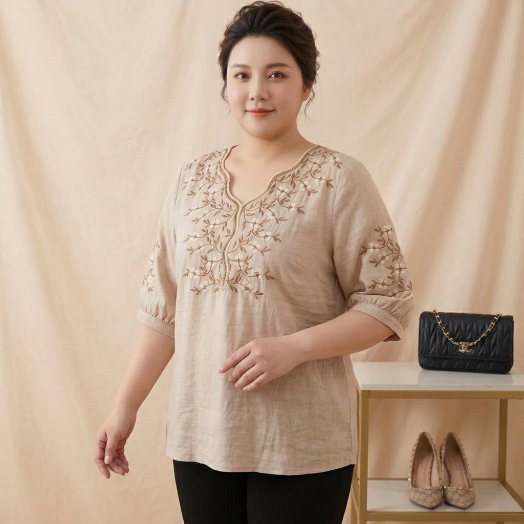 Ingrid - Floral Embroidered Relaxed Fit Casual Tunic