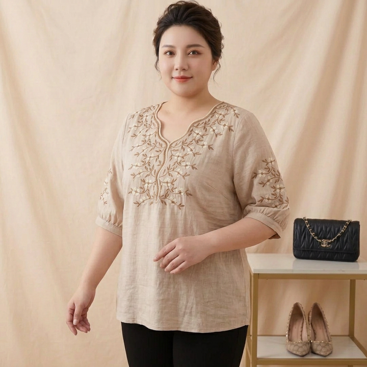 Ingrid - Floral Embroidered Relaxed Fit Casual Tunic