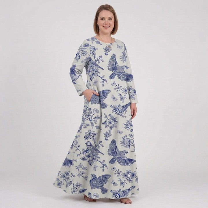 Odette - Bird &amp; Botanical Print Maxi Dress