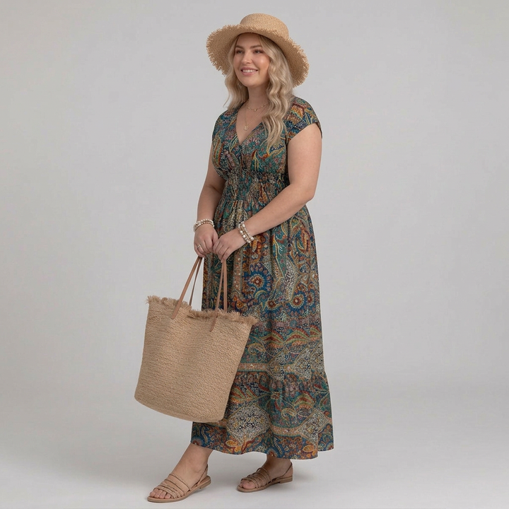 Nova | Sleeveless Paisley Print Midi Dress