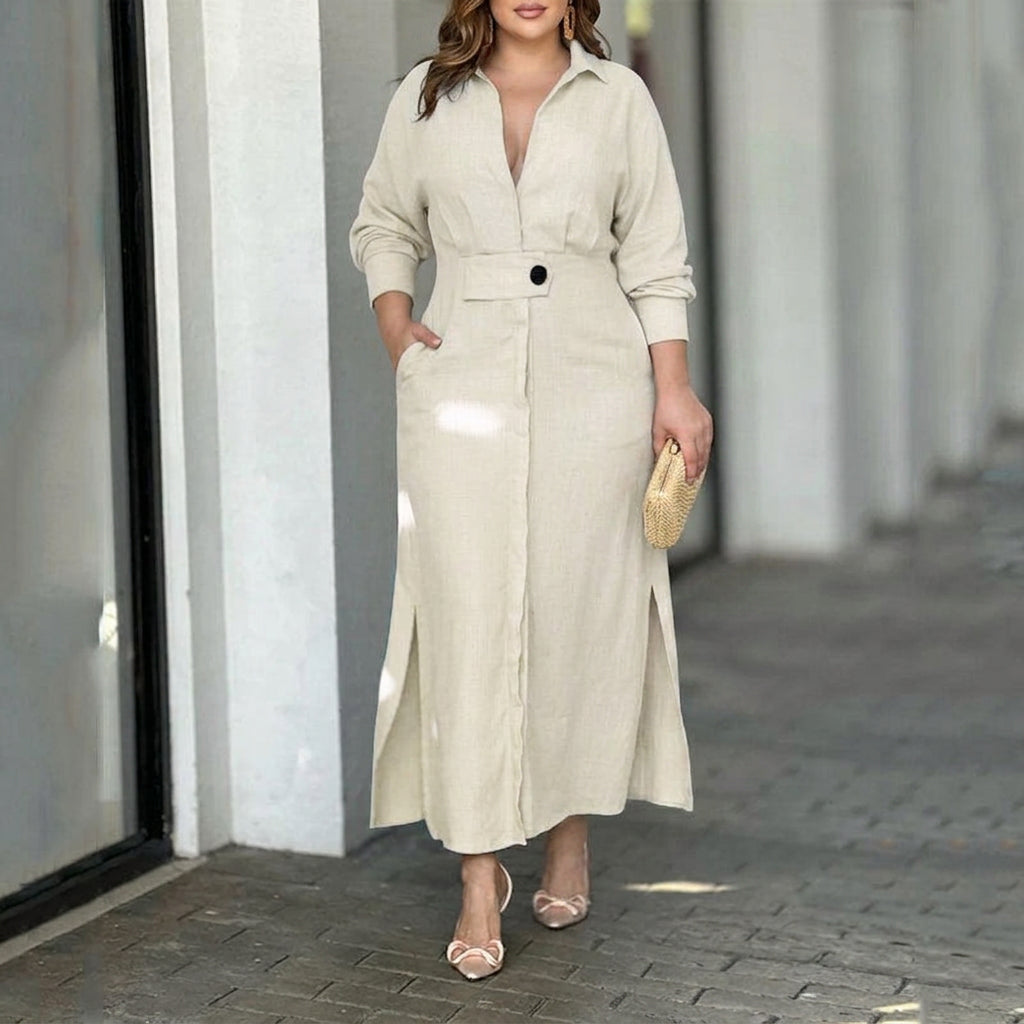 Wren Elegant Tied Dress: Chic Commute Long Sleeve Style