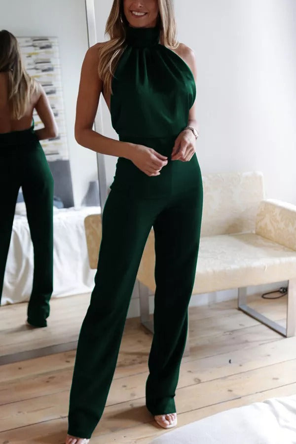 Yuki - Thriving All Night Satin Halter Neck Jumpsuit